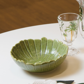 Centro de Mesa de Cerâmica Leaf Folha de Banana Verde 20cm