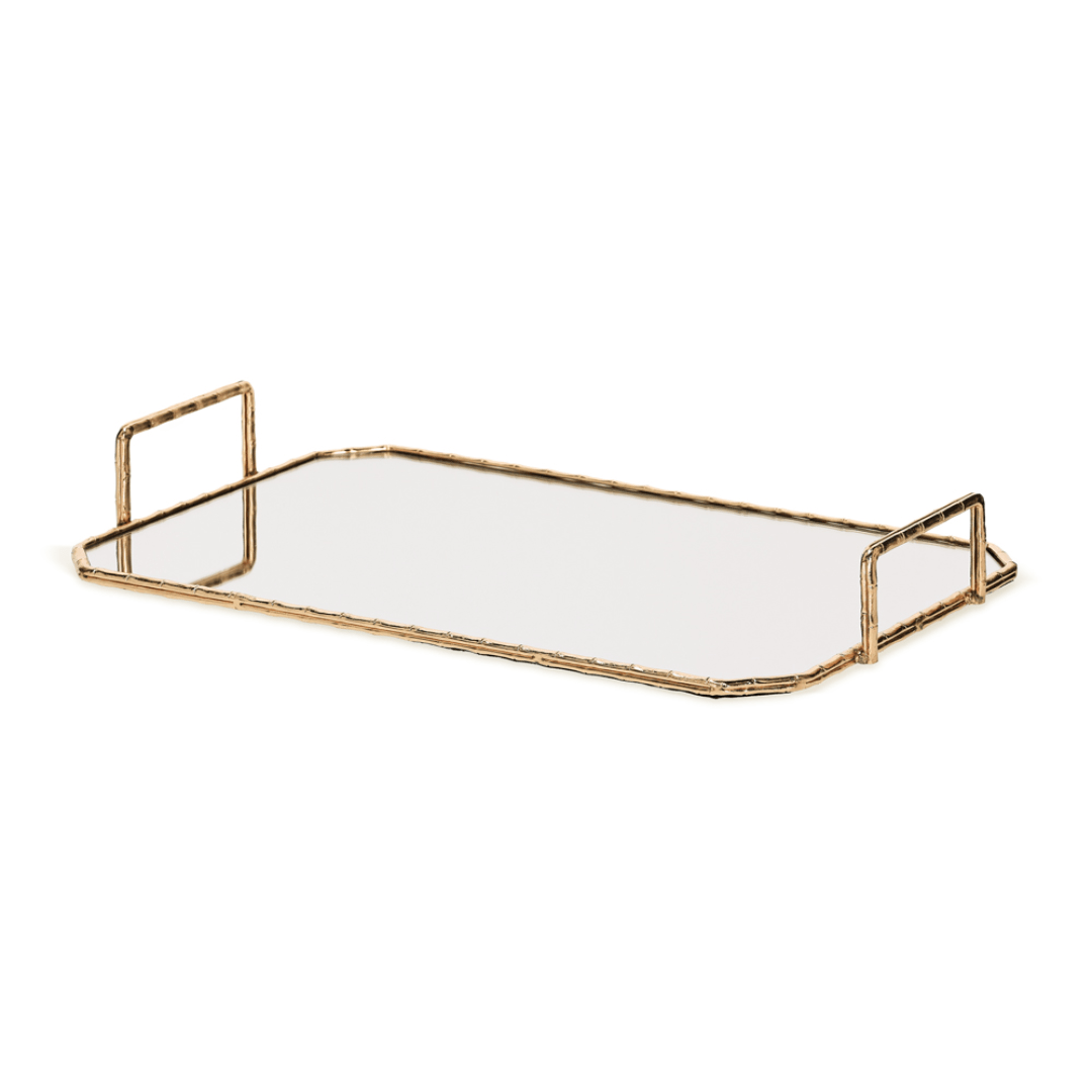Bandeja em Metal Dourada com Espelho G 46,5cm