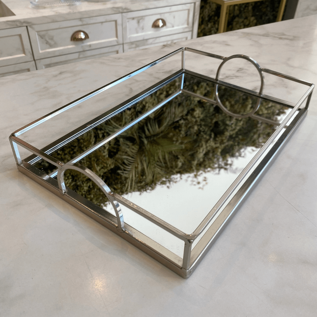 Bandeja Decorativa em Metal Espelhada P 30,5cm