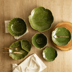 Centro de Mesa de Cerâmica Leaf Folha de Banana Verde 20cm