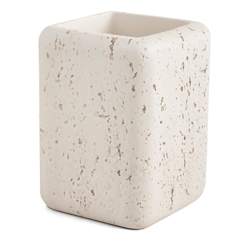 Copo Porta Escova Multiuso em Poliresina Branco 11cm