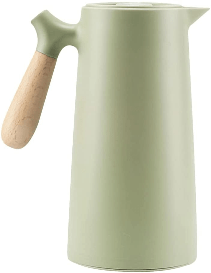 Garrafa Térmica Nórdica com Cabo de Madeira Verde