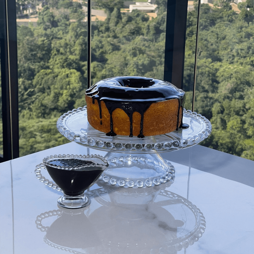 Kit Molheira com Boleira de Cristal Pearl 2 Peças