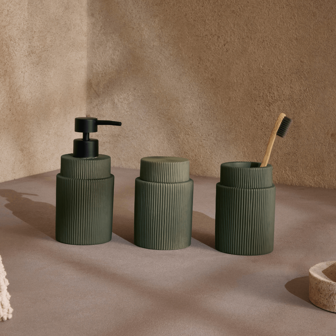 Copo Porta Escova Multiuso em Cimento Verde Militar 11,5cm