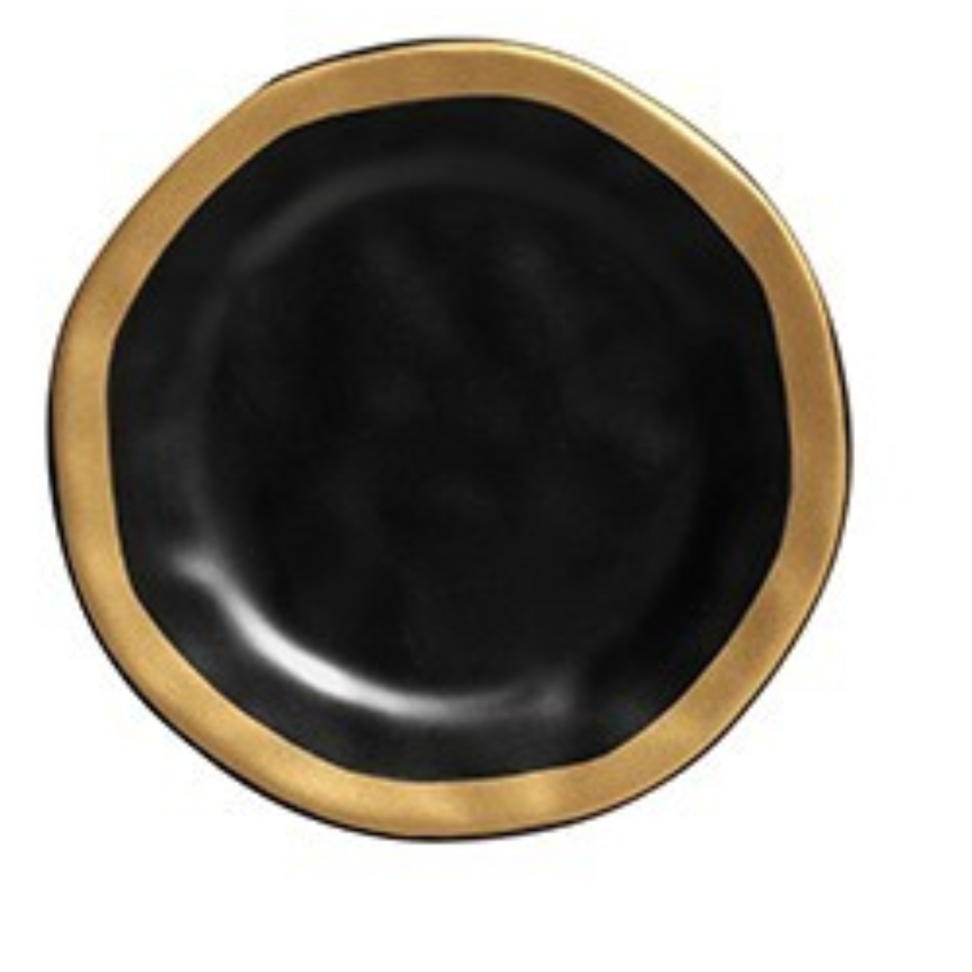 Prato Sobremesa com Filete Amassada Preto Fosco 20cm