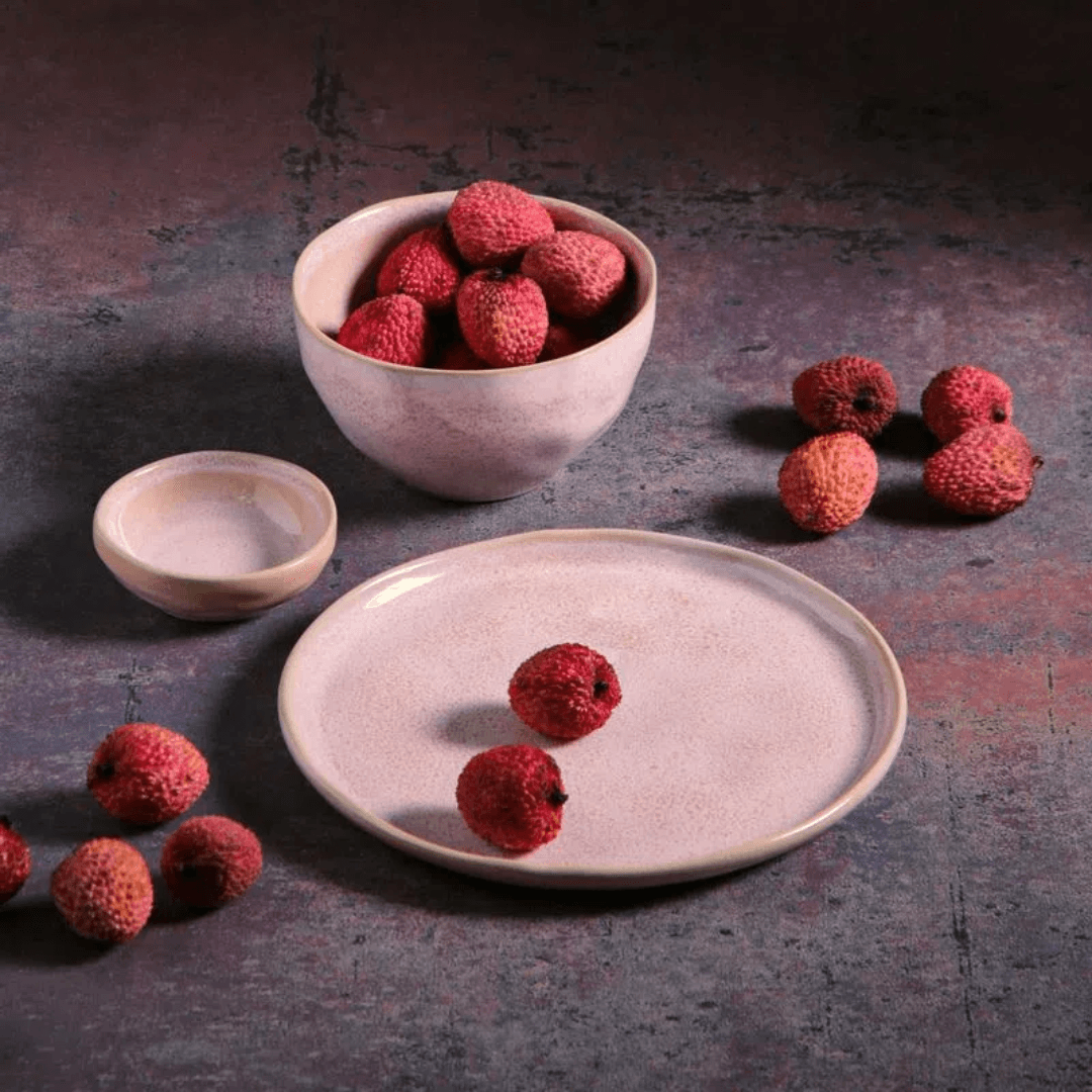 Prato de Sobremesa Bio Rustic Litchi Rosa 21,5cm