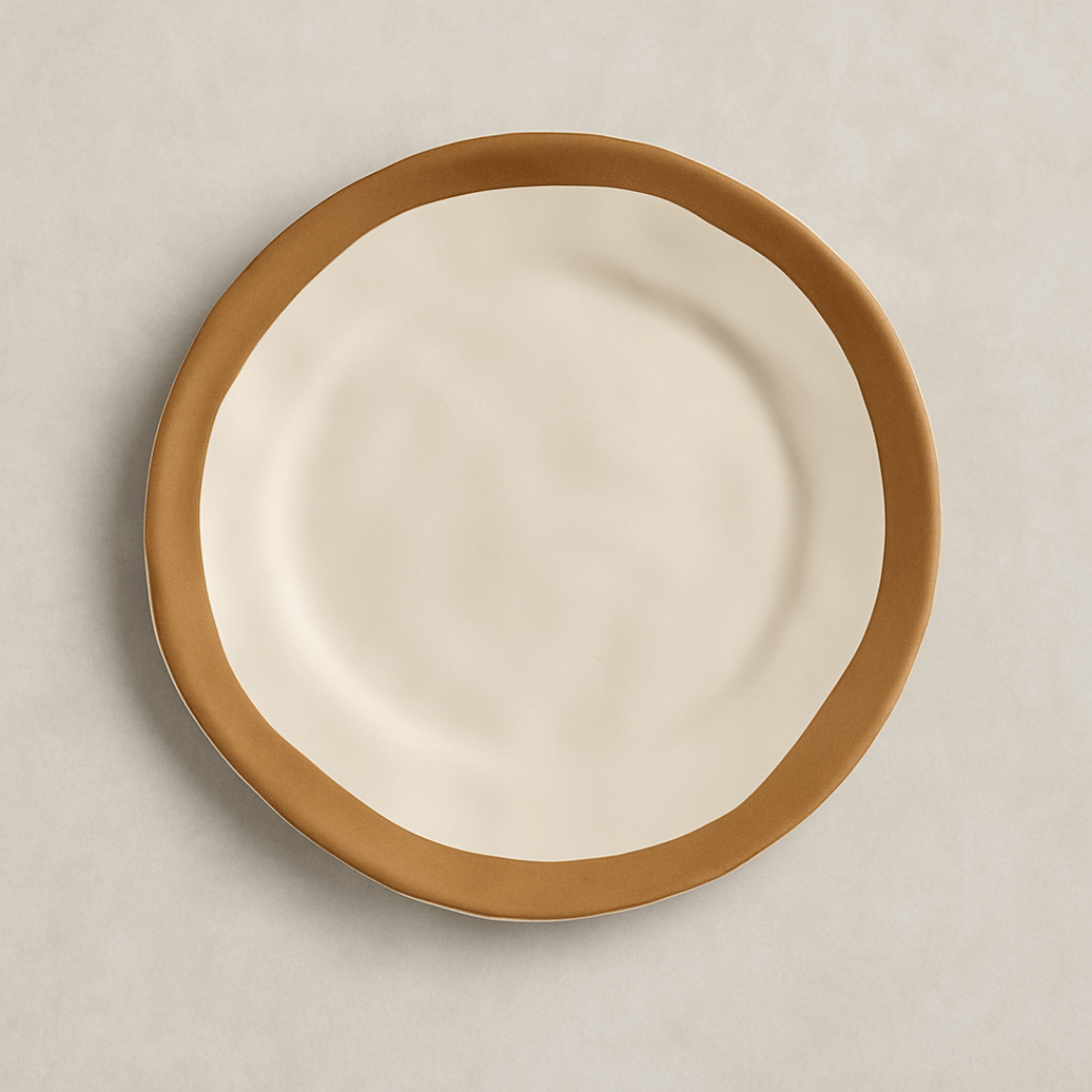 Prato de Sobremesa com Filete Amassado Bege 20cm